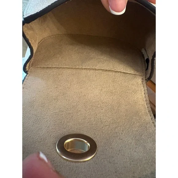 Coach Micro Crossbody Bag Womens Saddle Mini White Leather Butterfly Gold Chain - Picture 6 of 9